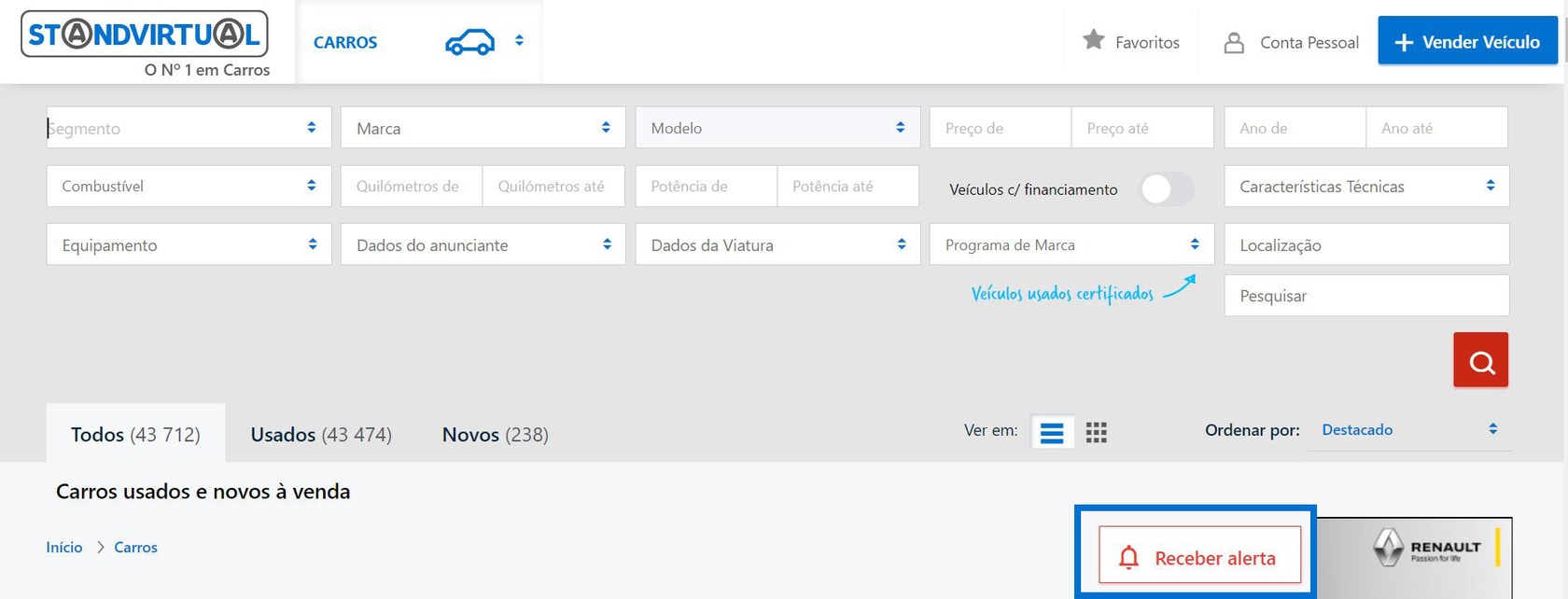 como pesquisar no standvirtual