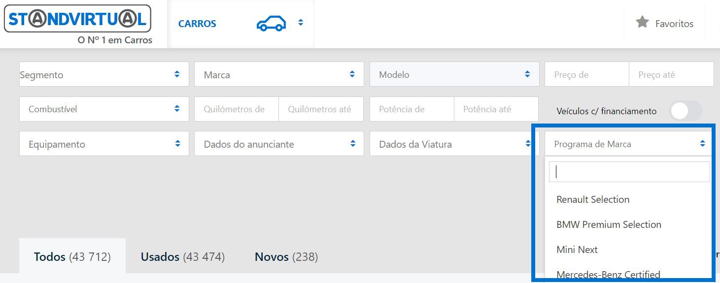 como pesquisar no standvirtual