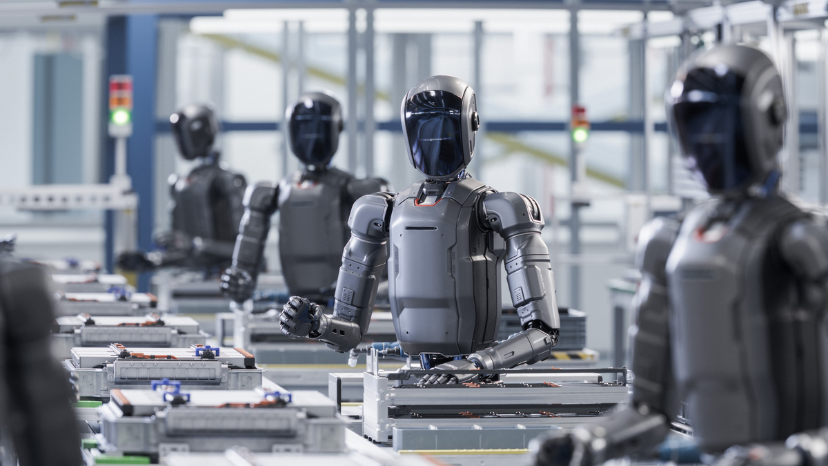 Produção automóvel modernizada com integração de robôs humanoides