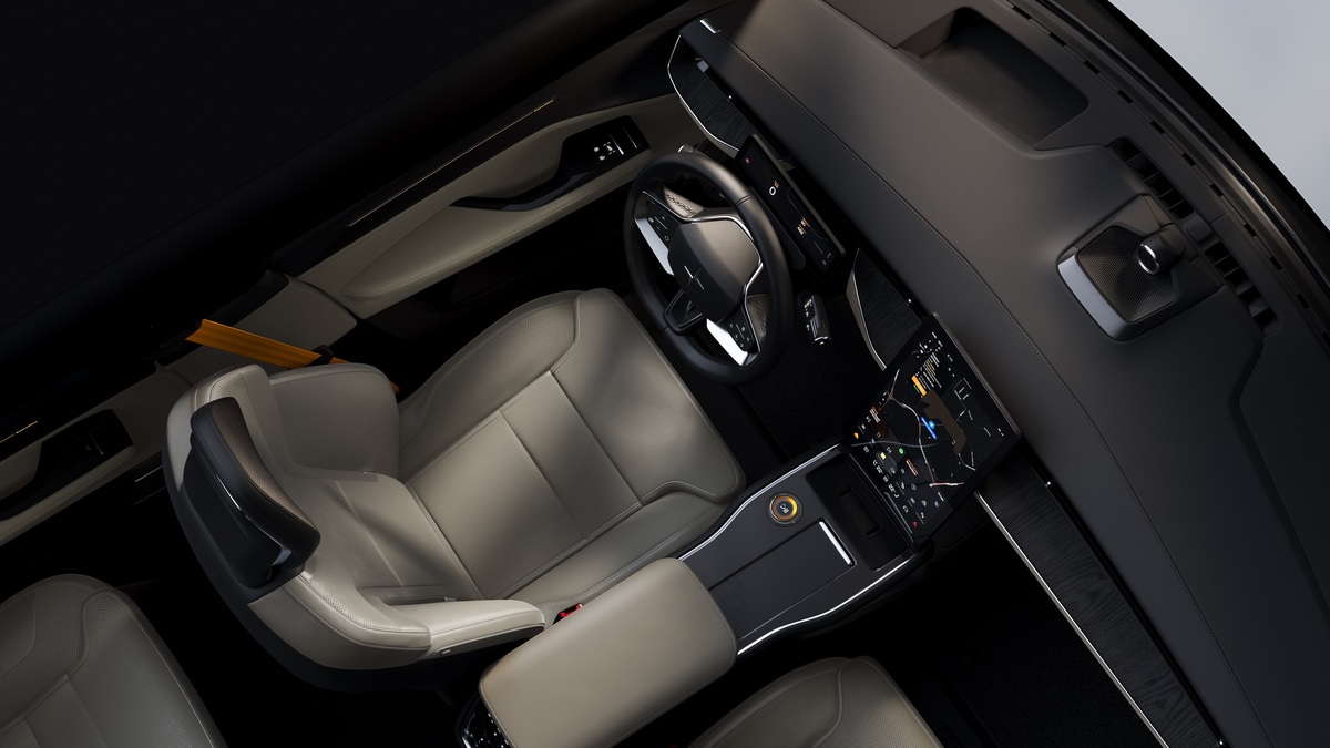 Interior do Polestar 3 com novo sistema digital e materiais premium sustentáveis