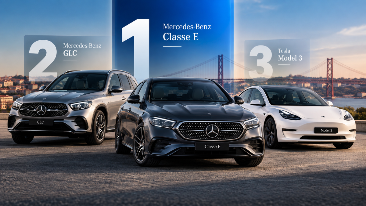 o Mercedes-Benz Classe E lidera a procura de usados no Standvirtual à frente do GLC e do Tesla Model 3